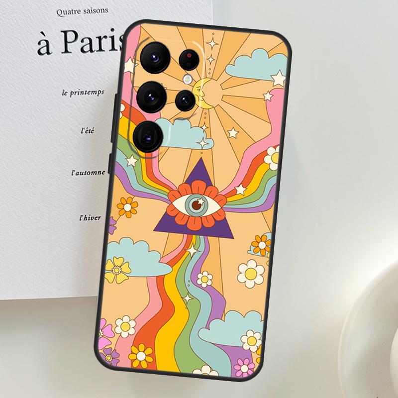 retro Groovy hippie boho rainbow Case For Samsung Galaxy S26 Ultra S24 S23 S22 S21 S25 Ultra S10 S20 Plus S25 FE Phone Cover