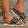 2024 Летние женские тапочки, уличные сандалии, богемный этнический стиль, эспадрильи ручной работы, тапочки на платформе, шлепанцы, женская обувь