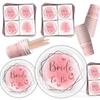 Bride-To-Be Rose Gold Themed Decorative Party Supplies Set Bachelorette Party Venue Arrangement Paper Plates Paper Cups