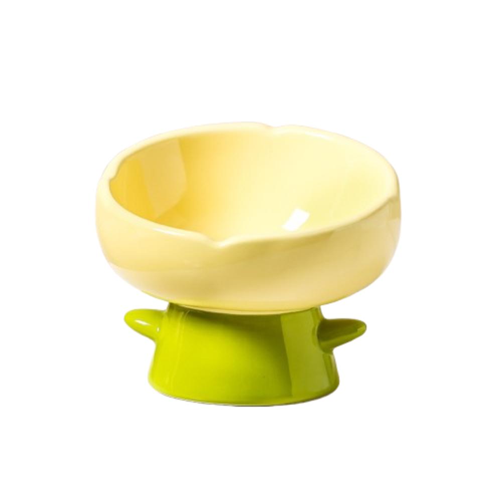 Simple Large-mouthed Ceramic Cat Bowl Flower Shaped Non-slip Anti-tipping Bowl Raised Design High Foot Bowl For Cats Dogs