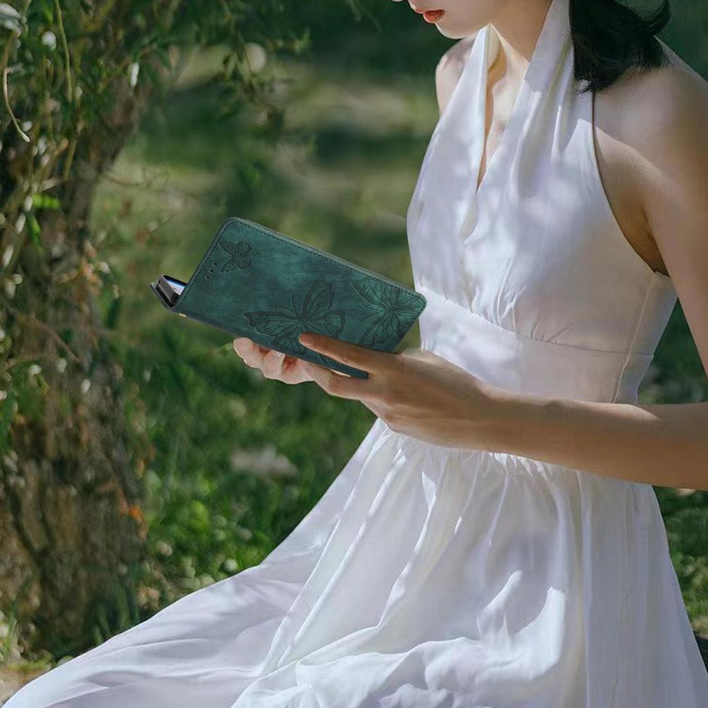 Джинсовая линия с тиснением бабочки, сплошной цвет, кожаный чехол-кошелек для телефона, подставка для книг для iPhone, Samsung, Xiaomi, Huawei, Moto Oppo, откидная сумка с магнитной картой