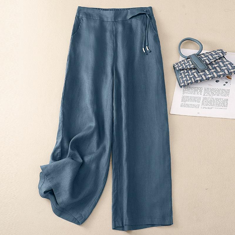 ZANZEA Женские летние свободные летние хлопковые брюки на шнуровке с эластичной резинкой на талии
