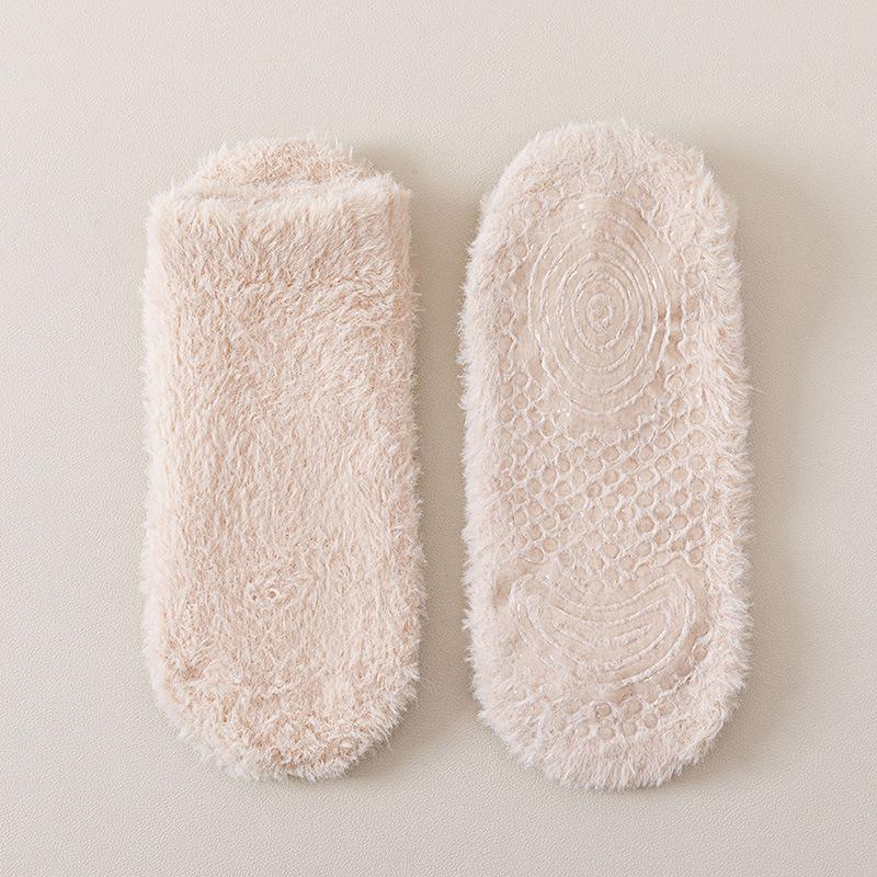 Низкие нескользящие носки для пола, носки из кораллового флиса, женские осенне-зимние утолщенные теплые короткие носки из флиса, домашние носки для сна, носки-лодочки