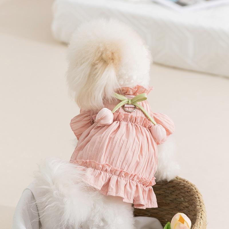 Tulip Princess Wind Pet Skirt Spring Summer Breathable Teddy Bi Bear Small and Medium Dogs Cat Puppy Dog Clothes