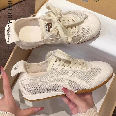 Ретро сетчатые повседневные моральные тренировочные туфли женские лето 2025 новые модные универсальные на шнуровке нескользящие и легкие туфли Форреста Гампа