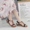 Fashion Brand Casual Summer Fashion Small Wedge Lightweight Sandals Women Elastic Band Beaded Jewel Petal Shoes Rome Ankle T-strap