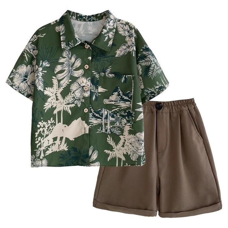 Boys Lightweight Summer Short Sleeve Shirt Korean Casual Top