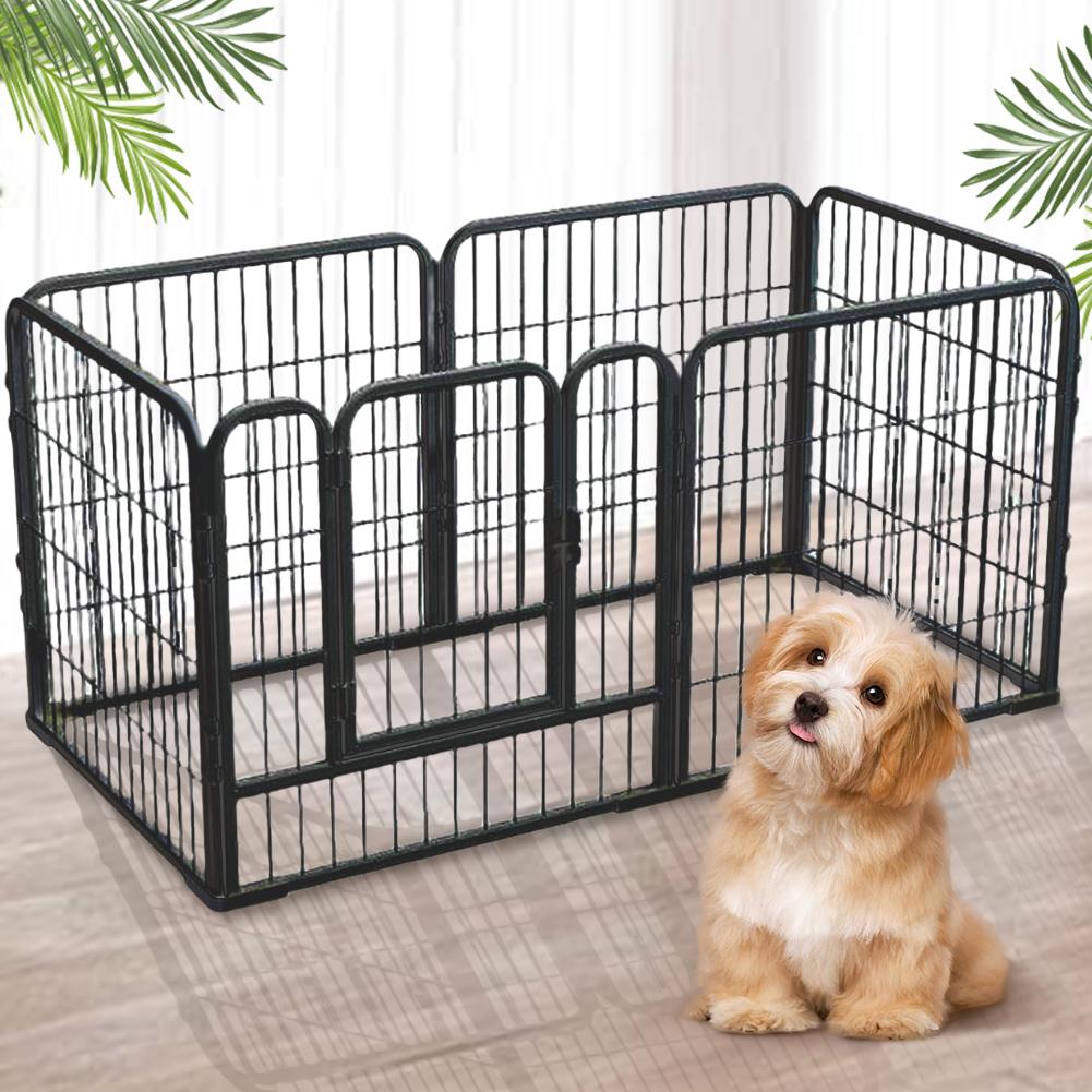 6 Panels Dog Playpen Fence Foldable Exercise Puppy Kennel Cage Heavy Duty Dog Exercise Fence for Dog Cat Rabbit Pet Exercise