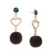 Pretty Rhinestone Heart Earrings Lovely Hairball Eardrop Ornament Birthday Valentine's Day Gift