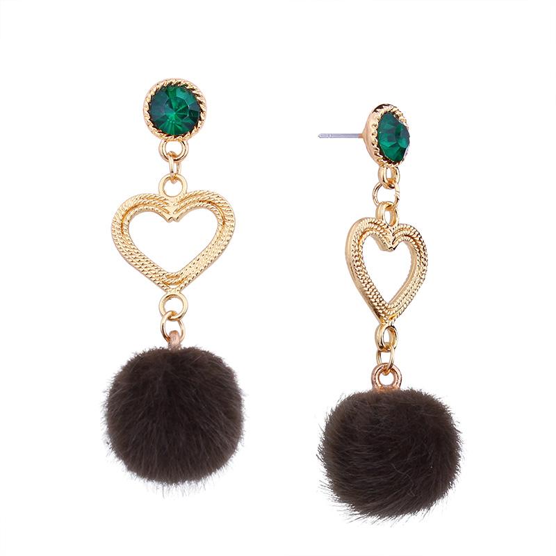 Pretty Rhinestone Heart Earrings Lovely Hairball Eardrop Ornament Birthday Valentine's Day Gift
