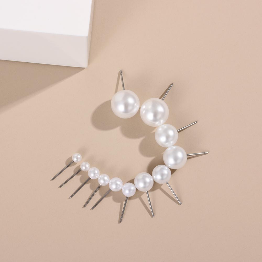 5Pairs/10Pairs/12Pairs Women Fashion Wedding Engagement Round Shape Elegant Ear Stud Pearl Earrings