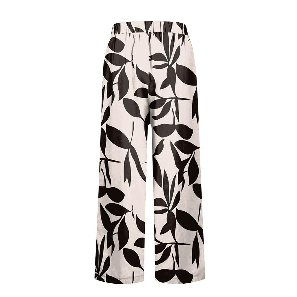 Женские повседневные модные принтованные прямые брюки с карманами