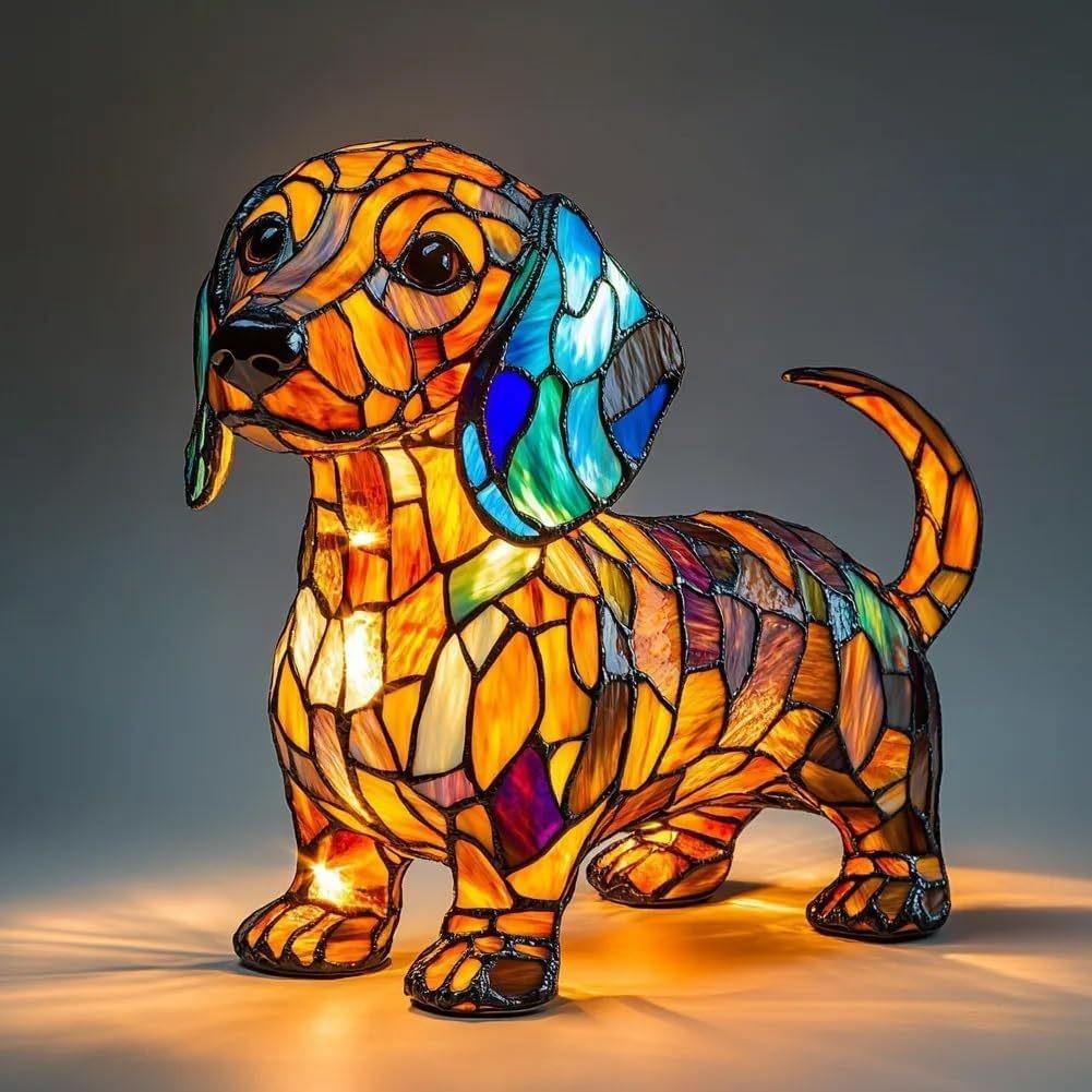 Cat Dog For Night Stands Table Lamps Stained Resin Tabletop Decoration Light