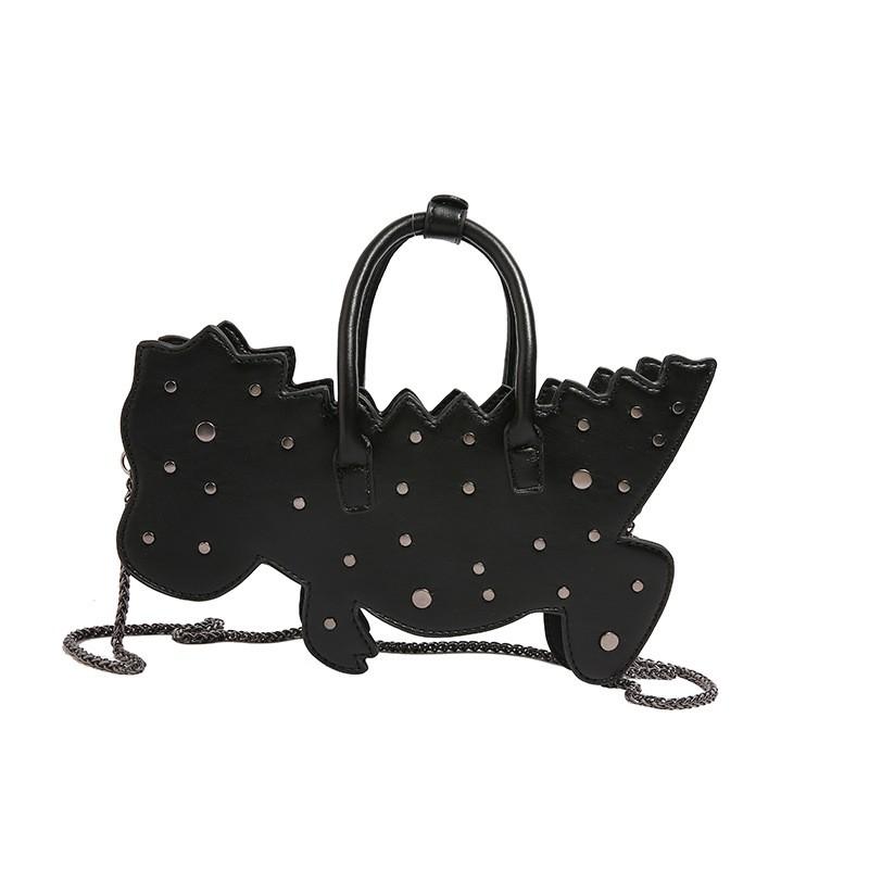 Stylish Asymmetrical PU Shoulder Bag Women With Rivets Dinosaur Print Crossbody Handbag Daily Commute