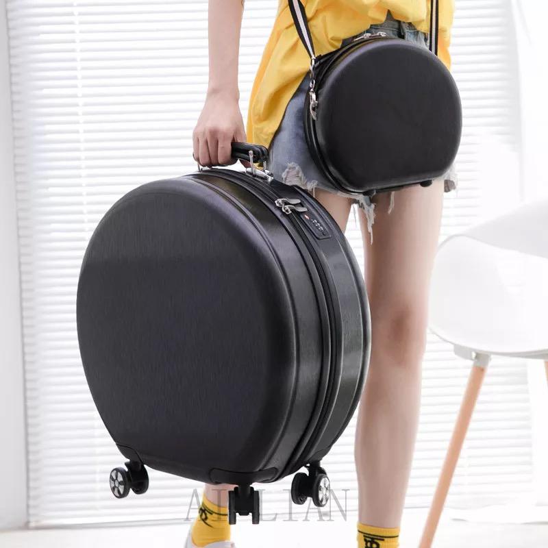 18 Inch Carry On Travel Suitcase Set Cabin Rolling Luggage Bag Trolley Suitcase Case Women Girls Kids Rounded Luggage Set Wheels