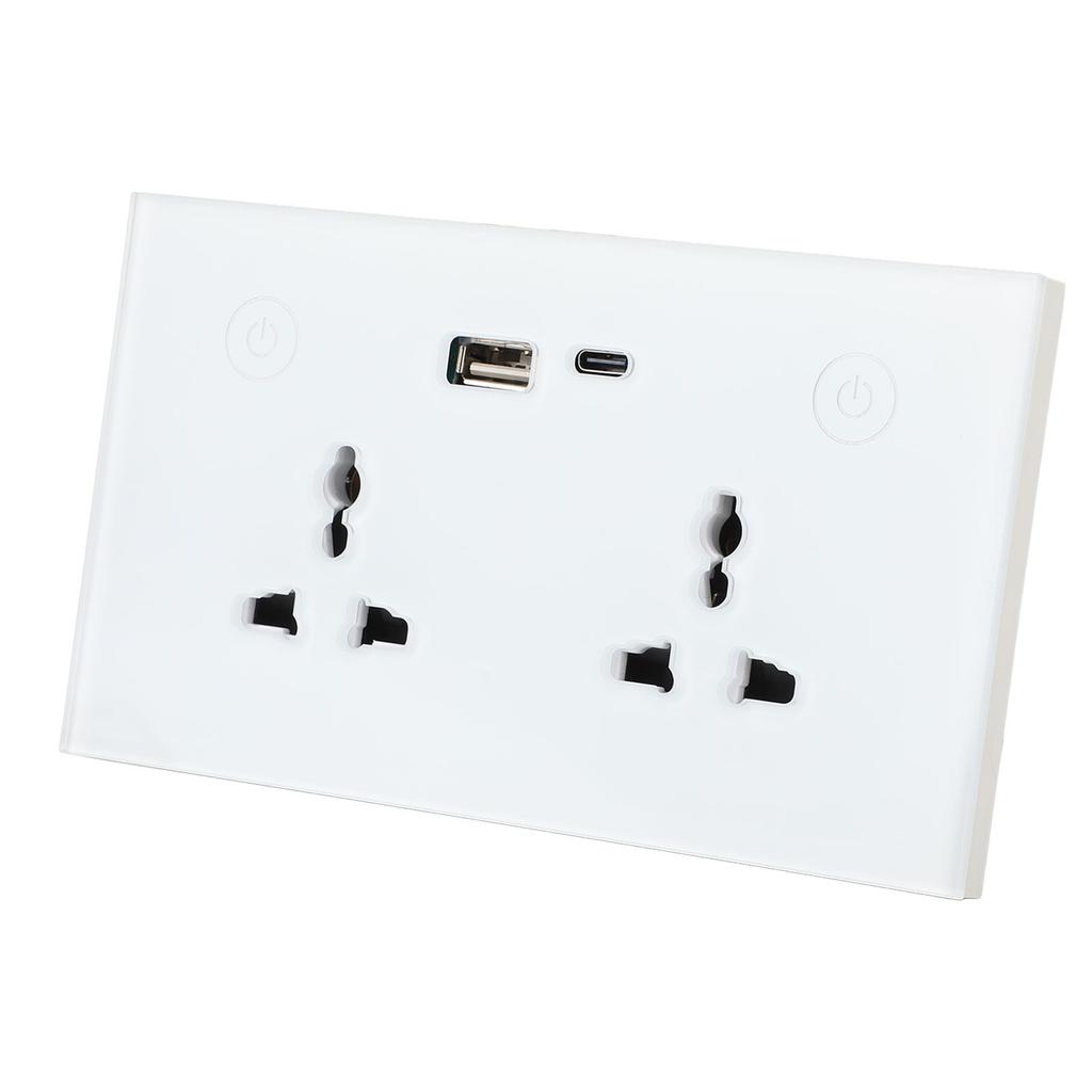 Smart Wall Outlet 2.4G WiFi Touch Light   Voice Control Smart Plug with USB and TYPE C   Port For   95‑250V