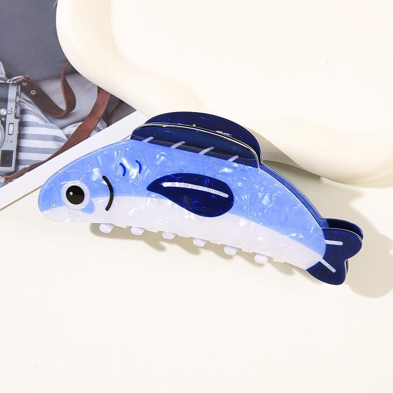 Fashion Sardines Hair Claw Clip for Women Girls Non Slip Cartoon Hairpin Acetate Print Cute Barrettes Gifts Apparel Accessories