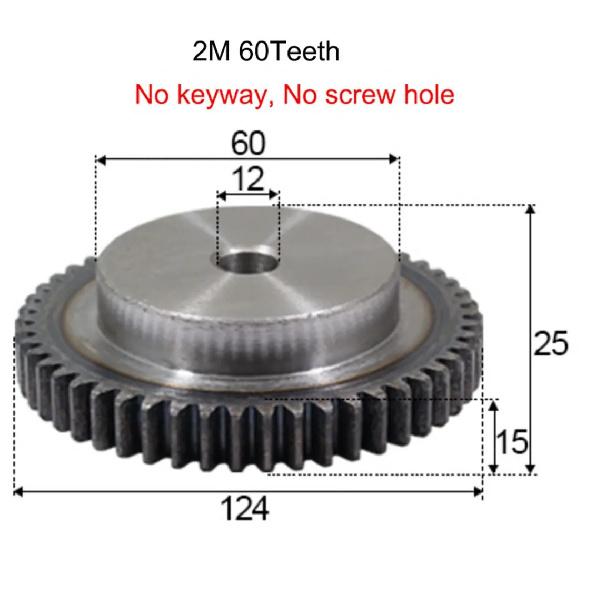 1 шт. Прямозубое колесо 2 модуля 21T/22T/23T-60T Сталь 45# Ведущая шестерня двигателя 2M Механическая трансмиссия Шестерня Технологическое отверстие 10/12 мм