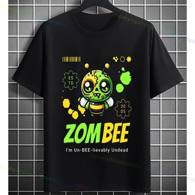 Funny Zombie Bee Graphic TShirt Wtith Undead BEE Design for Halloween Wear Pure Cotton Shortsleeve Tshirt Outdoor Clothing