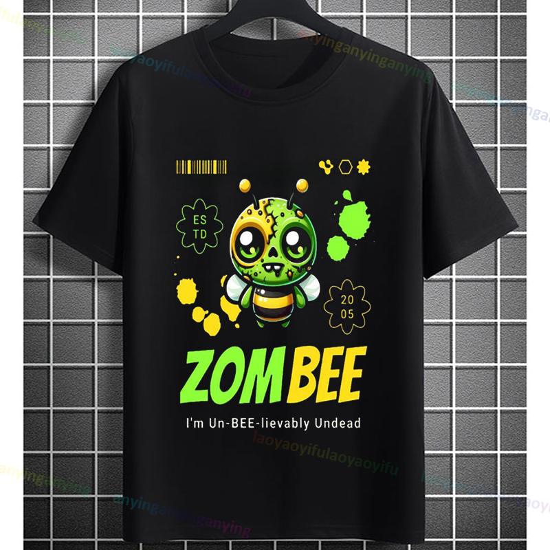 Funny Zombie Bee Graphic TShirt Wtith Undead BEE Design for Halloween Wear Pure Cotton Shortsleeve Tshirt Outdoor Clothing