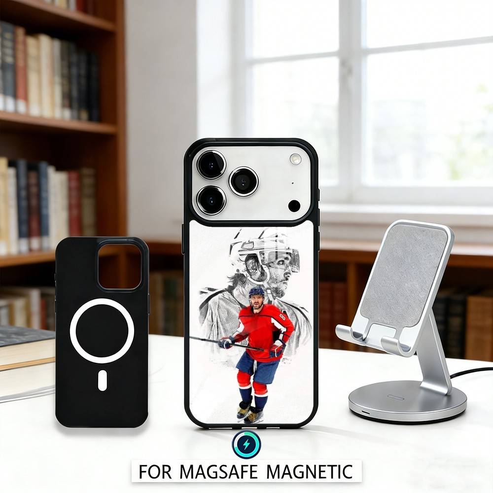 H-Хоккей P-Игрок A-Александр Овечкин Чехол для телефона для iPhone 17,16,15,14,13,12,Pro,Max Для Magsafe Магнитная Беспроводная Зарядка