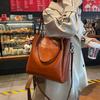 Genuine Leather Women's Bag 2025 New Handbag Shoulder Bag Oil Wax Cowhide Korean Style Casual Tote Bag Large Capacity