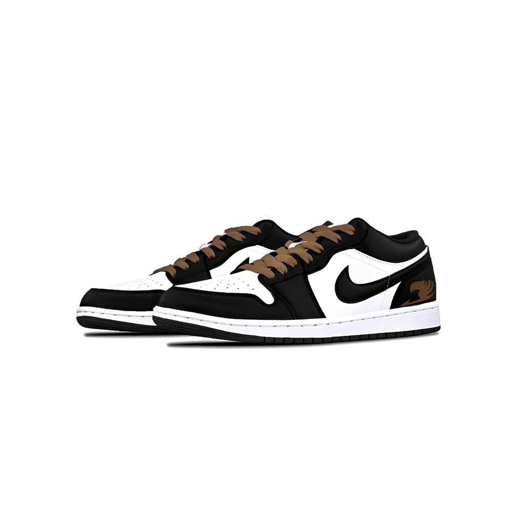 Jordan Air Jordan 1 Black Brown AJ Cushioning, Wear Resistant Low top Vintage Basketball Shoes Unisex 553558-165(Team766-AJ )