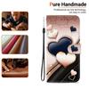 Handmade PU Leather Flip Case for Xiaomi 14T / Xiaomi 14T Pro Anti-Slip Shockproof Cover with Wrist Strap & Heart/Rose Cat Designs