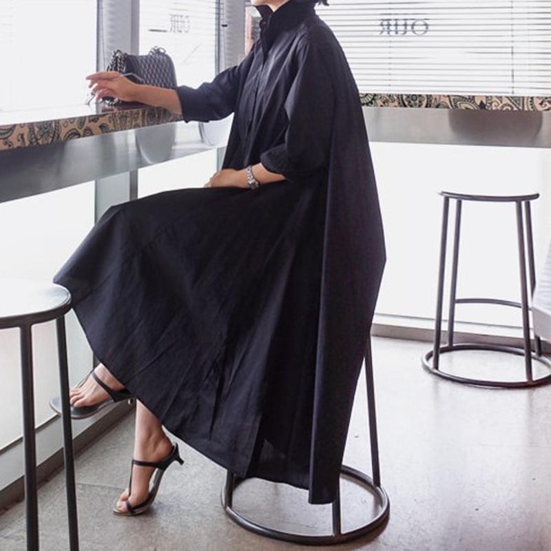 Осенняя новая рубашка с длинными рукавами для женщин выше колена в корейском стиле, свободная рубашка большого размера, нестандартная, большого размера