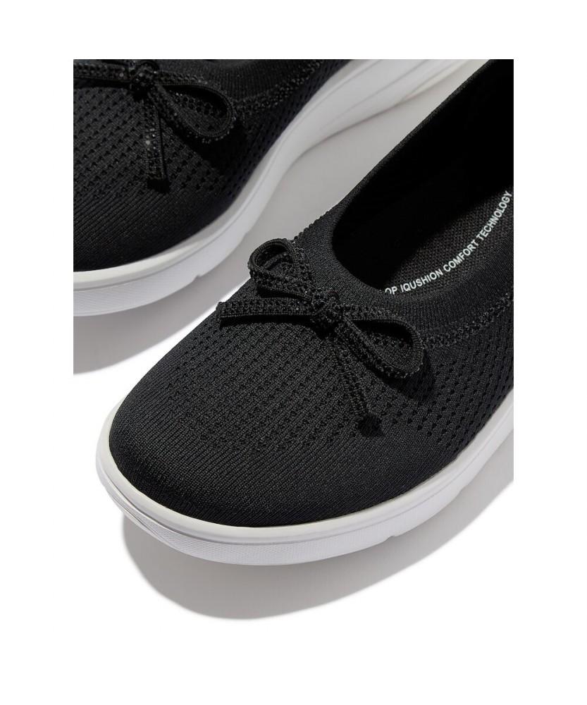 Fitflop Женские вязаные балетки Super-Q с бантом и кристаллами - Черные (Ft61K2M135)