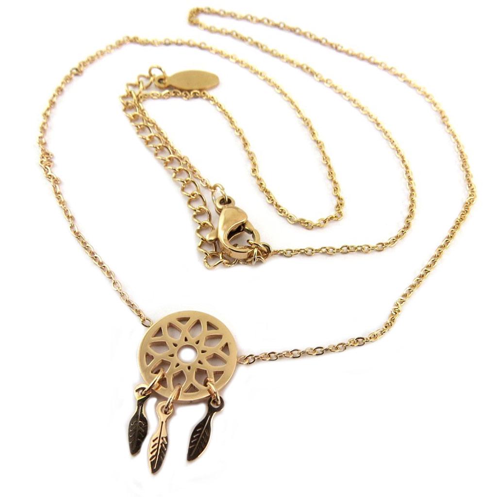 Les Trésors De Lily [P8109] - Стальное колье «Бохо» из розового золота (Ловец снов) - 12x12 мм