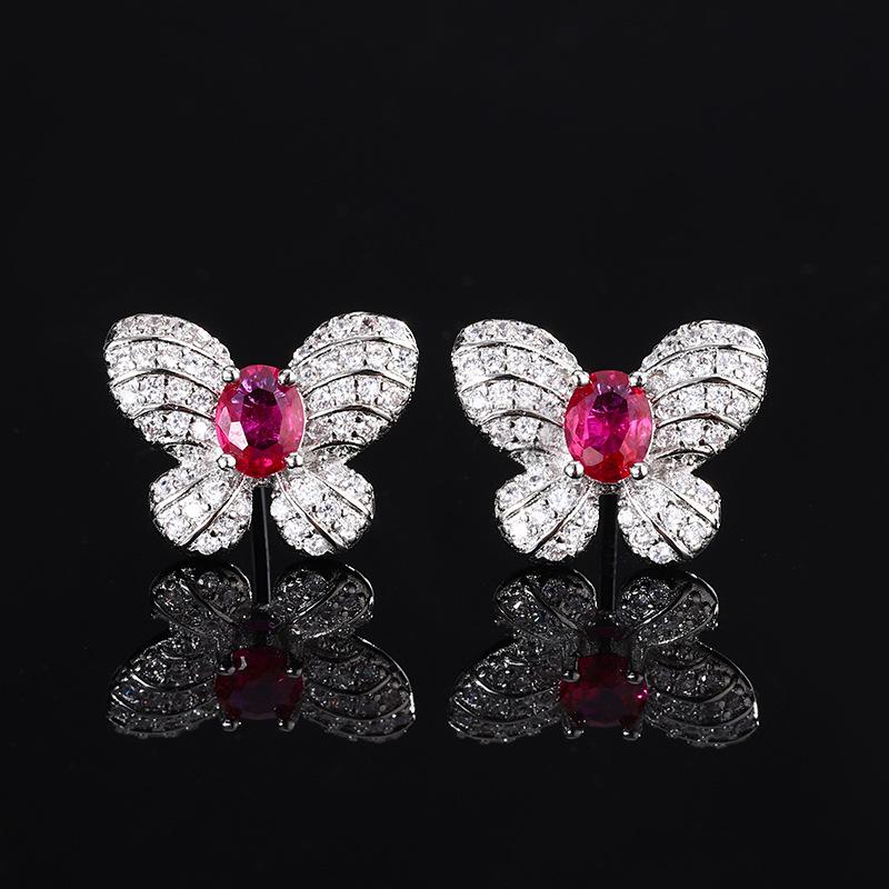 Осенне-зимний комплект украшений мода бабочка серьги гвоздики ожерелье кольцо рубин натуральный женский сладкий