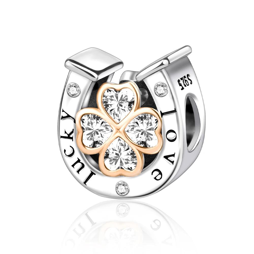 Spring 925 Silver Green Series Charm Bead For Woman Four Leaf Clover Turtle Avocado Fit Original Bracelet Making Pendant Jewelry