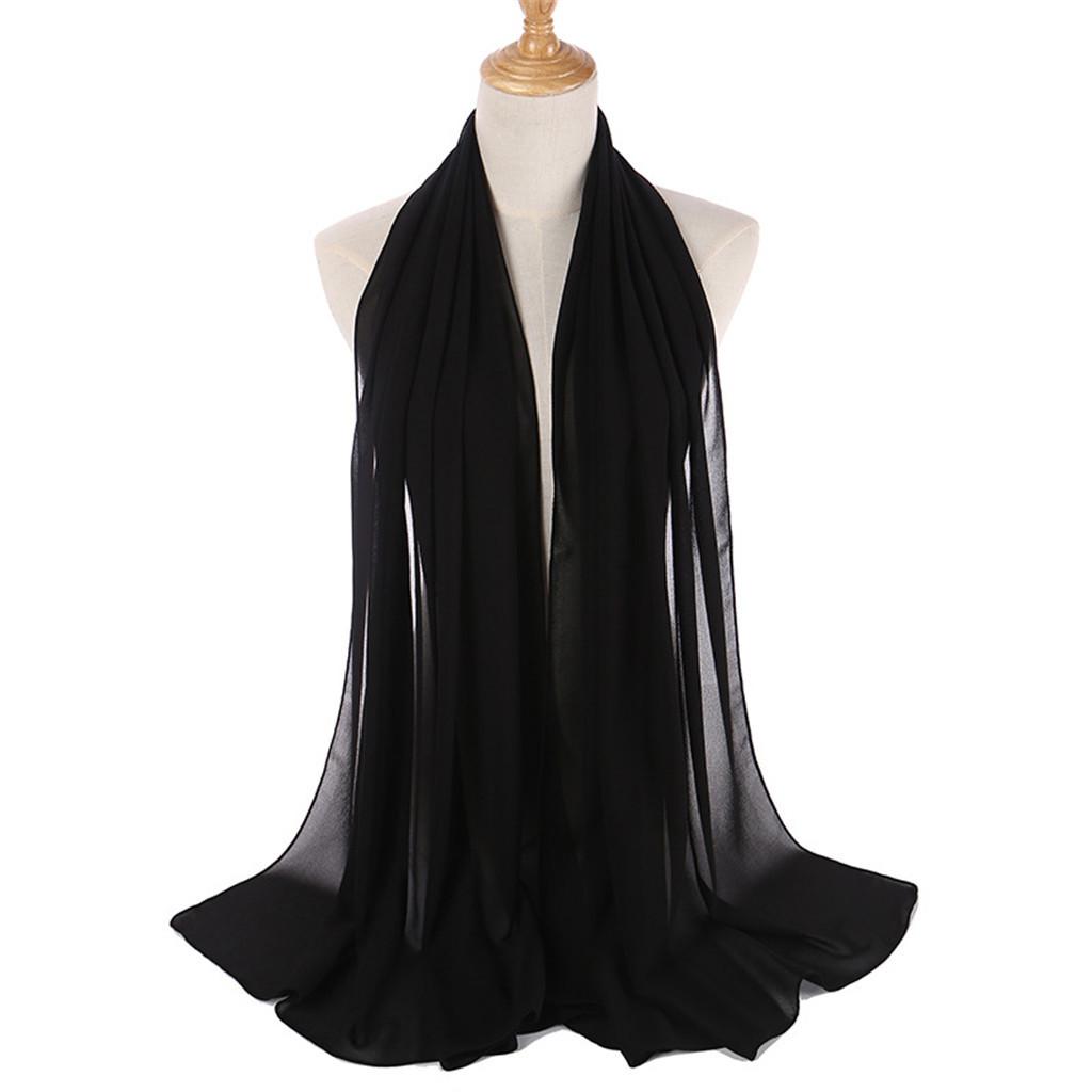 Женские шарфы, однотонный платок на голову, жемчужный хиджаб, легкий модный шарф для волос 