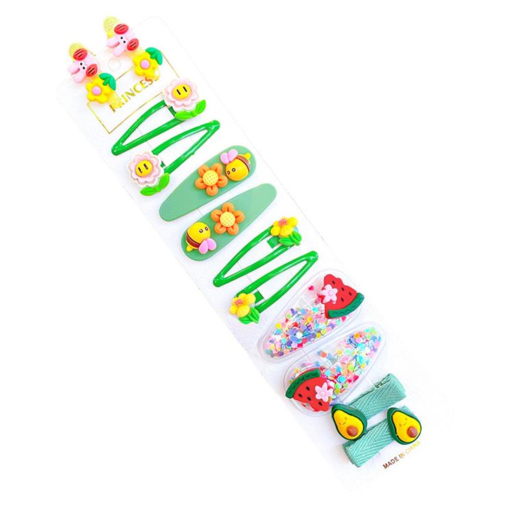 2022 Candy Color Children's Cartoon Hairpin Set Animal Flowers Fruit Baby Hairpin Cute Girls Cute Hair Clip