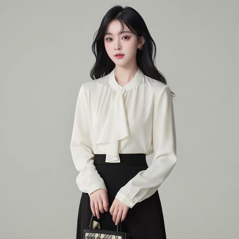 Trolman Women's White Irregular Ribbon Blouse