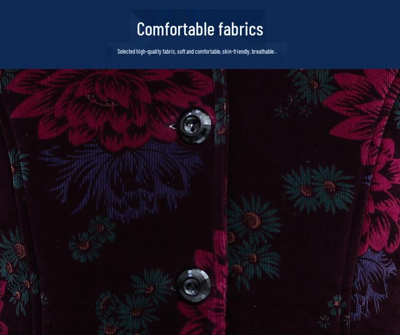 Grandma's Plus Velvet Winter Coat: Thick Cotton Jacket for Middle-Aged & Elderly Women (60-70 Years)