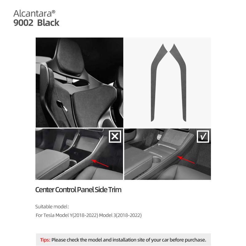 Betterhumz For Tesla Model 3 Model Y Gear Shift Side Trim Strip Made of Alcantara Wrap Console Sticker Interior Deco Accessories