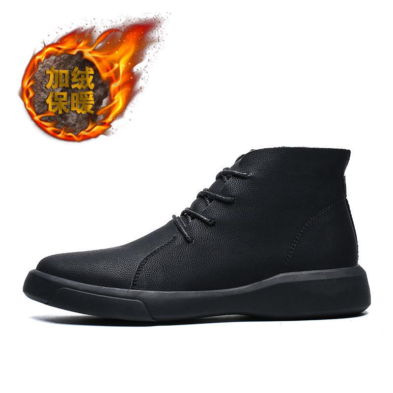 Модные новые зимние мужские ботинки для снега, модные ботильоны на шнуровке, теплые плюшевые мужские ботинки из натуральной кожи, осенняя мужская обувь для отдыха на открытом воздухе
