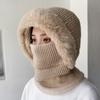 Женская уличная флисовая цельная вязаная шапка, защита шеи, защита ушей, теплая шапка, взрослая шапка-пуловер, шерстяная шапка