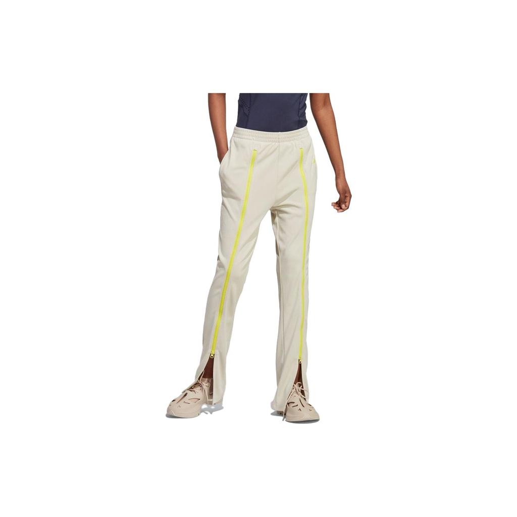 adidas X Stella McCartney Collaboration SS23 Logo Printed Расклешенные трикотажные спортивные брюки средней посадки Женские плавки Светло-желтые IJ0599