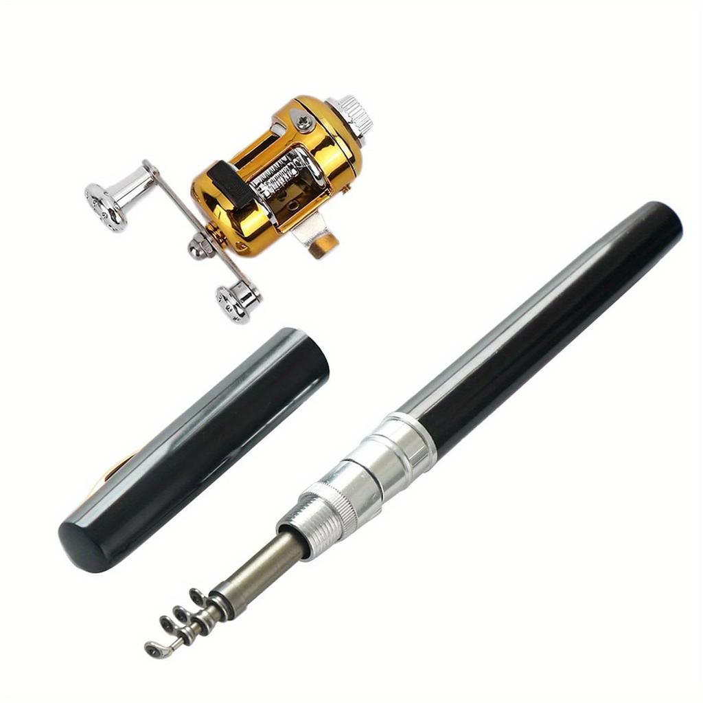Mini Pocket Ice Fishing Rods Portable Telescopic Pen Shape Fishing Pole and Reel Combos Set Wheel Outdoor for River Lake Fishing