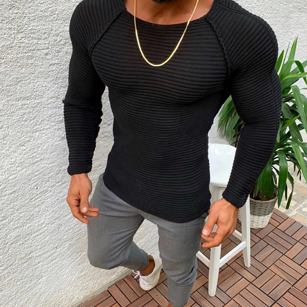 Sweater Spring Slim Solid Fashion Inside Underwear Men Mock Neck Basic T-shirt Blouse Pullover Long Sleeve Top