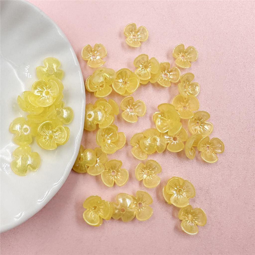 Charms Acrylic Beaded Material Colorful 100Pcs 9.5mm Spacer Loose Beads with Hole Multicolor Small Flower Beads Jewelry Making DIY Bracelet Necklace