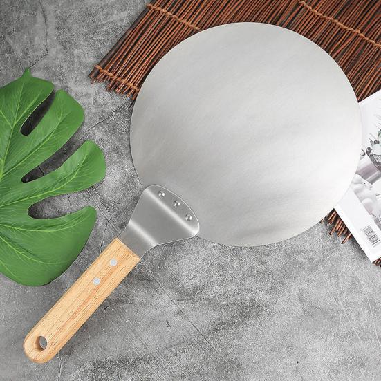 Лопата для пиццы из нержавеющей стали, большая круглая лопатка, кухонная лопатка для пиццы, широкая поверхность, безопасные инструменты для выпечки