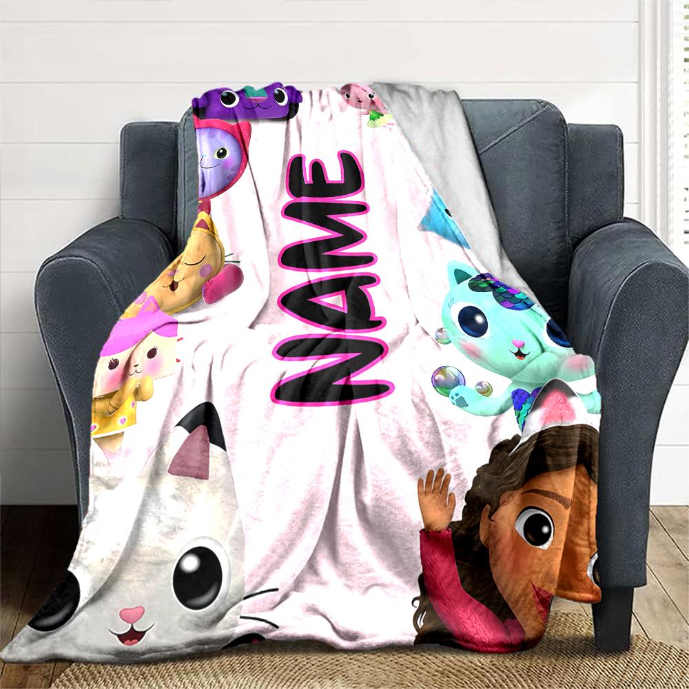Customiz Name Personality Gabby's Dollhouse Blanket Soft &Warm Sofa Office Bed Travel Lunch Break Blanket, Gift Suitable All Seasons