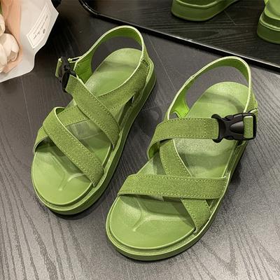 Женские сандалии на плоской подошве и платформе, повседневная толстая обувь, весна-лето, новые модные пляжные женские шлепанцы, женские тапочки с открытой пяткой