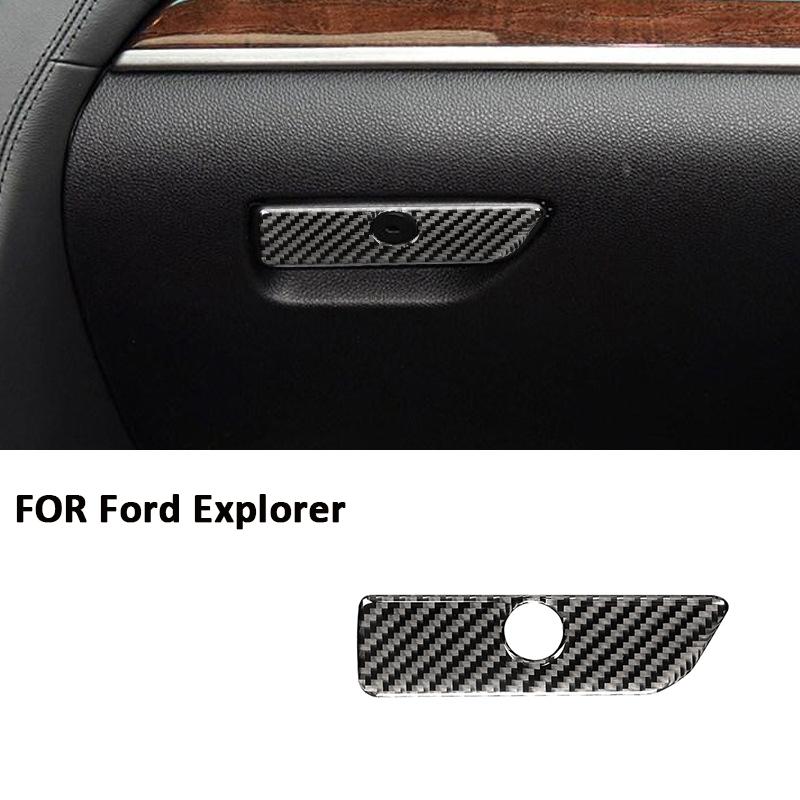 Для Ford Explorer Углеродное волокно Автомобильный интерьер Ящик для хранения у второго пилота Ручка-кольцо Панель кнопок Модификация Декоративная наклейка