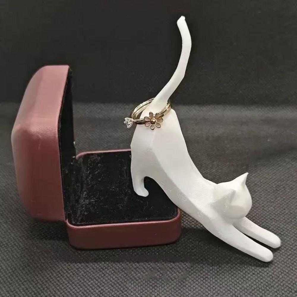 Exquisite Ring Storage Rack Mini Kitten Cat Sculpture Ornament Miniature Resin Cat Sculpture Gift