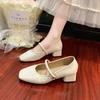 Summer new Mary Jane shoes fashionable retro versatile thick heel light mouth square head soft sole high heel small single shoes